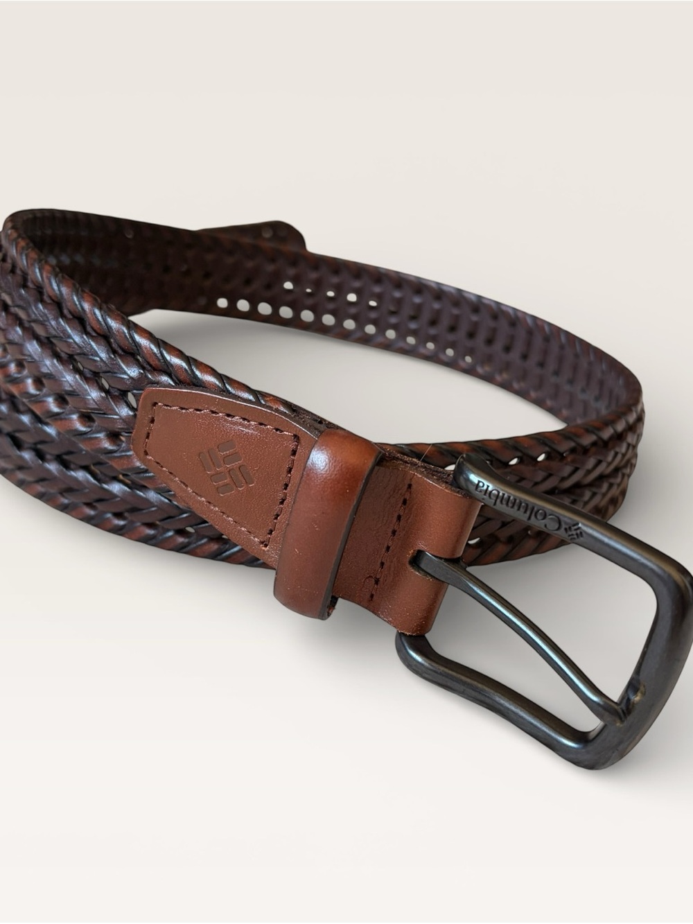 Columbia Men’s Braided Leather Belt - Dark Brown Sz 34 - Picture 2 of 10